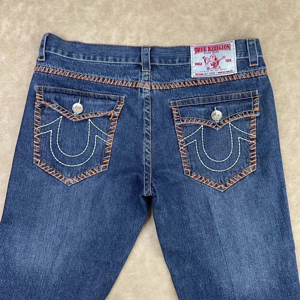 Vintage True Religion Jeans Men Sz 40x34 USA‎ Johny Super T Row Big Flap Pockets